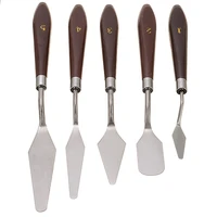 5pcs oil painting spatula stainless steel spatula scraper for clay ceramics oil painting multi head kitchen cake cream shovel