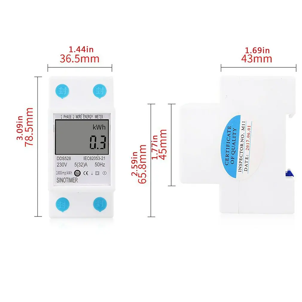

Home DIN Rail LCD Digital Display Power Consumption KWh Meter Single Phase Energy Meter Watt Wattmeter 220V AC 50Hz