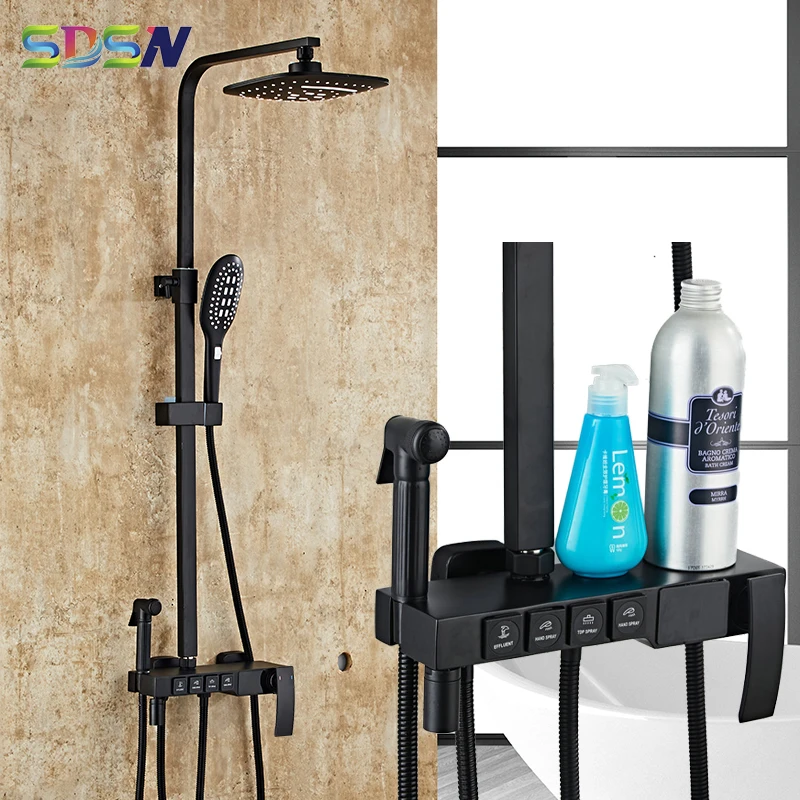 

Digital Shower Set Brass Bathtub Mixer Faucet Bathroom Shower Faucets Temperature Display Bath Shower System Thermostatic Shower