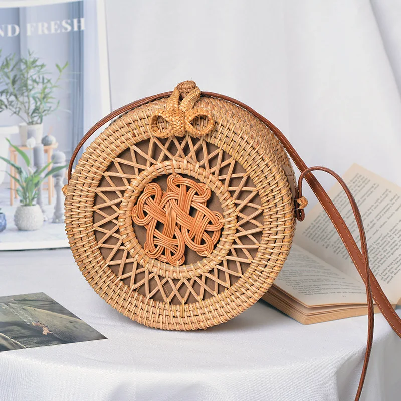 

Vietnam rattan inson basket basket basket basket retro art handmade 20*8 woven PU bag