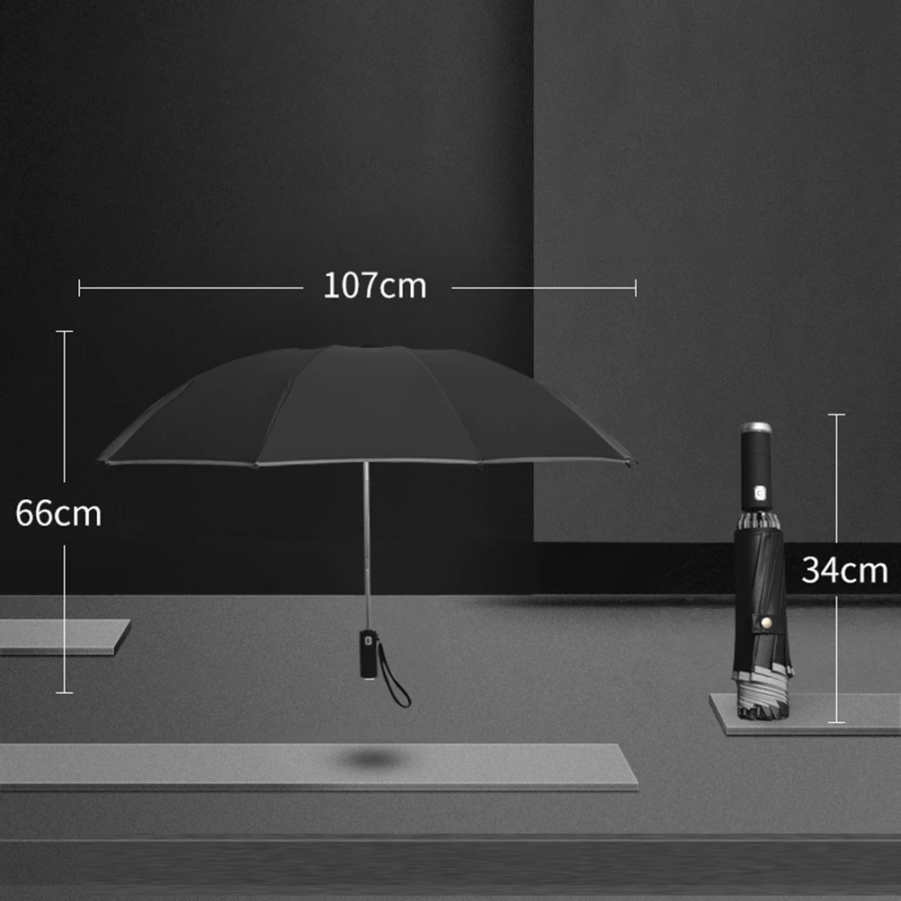 Автоматический зонт заднего вида с 12 ребрами со светоотражающей полосой