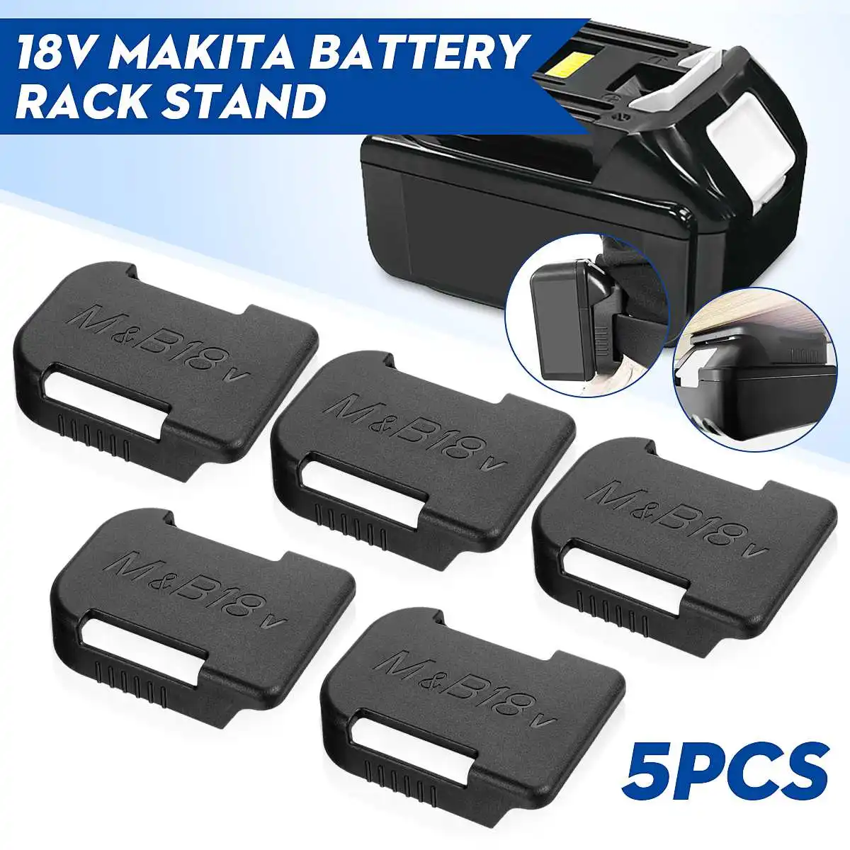 

Wolike 5Pcs 18V Battery Mounts Storage Stand Holder Slots Shelf Rack Stands for Makita BL1860B BL1850B BL1860 BL1850