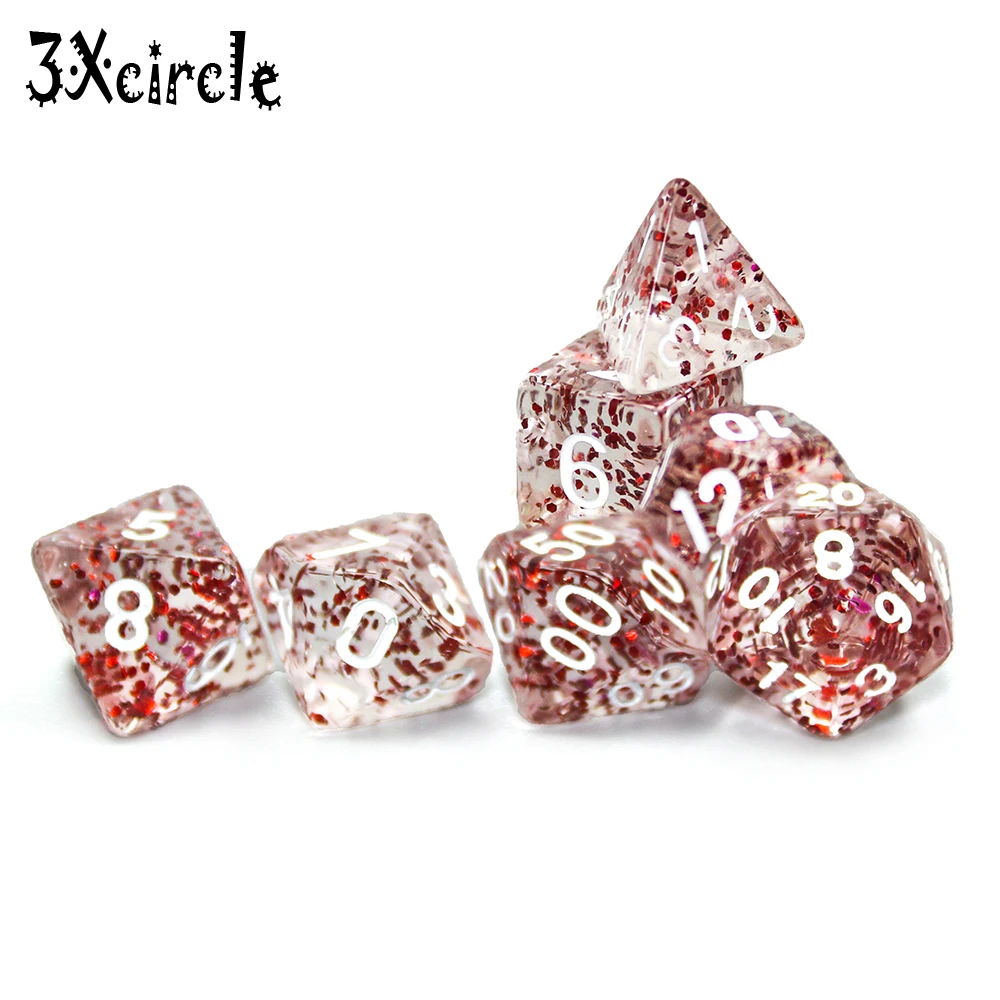 7 шт./лот Dnd Rpg TRPG с блестящим эффектом набор цифровых игральных костей D4 6 8 10 10% 12 20