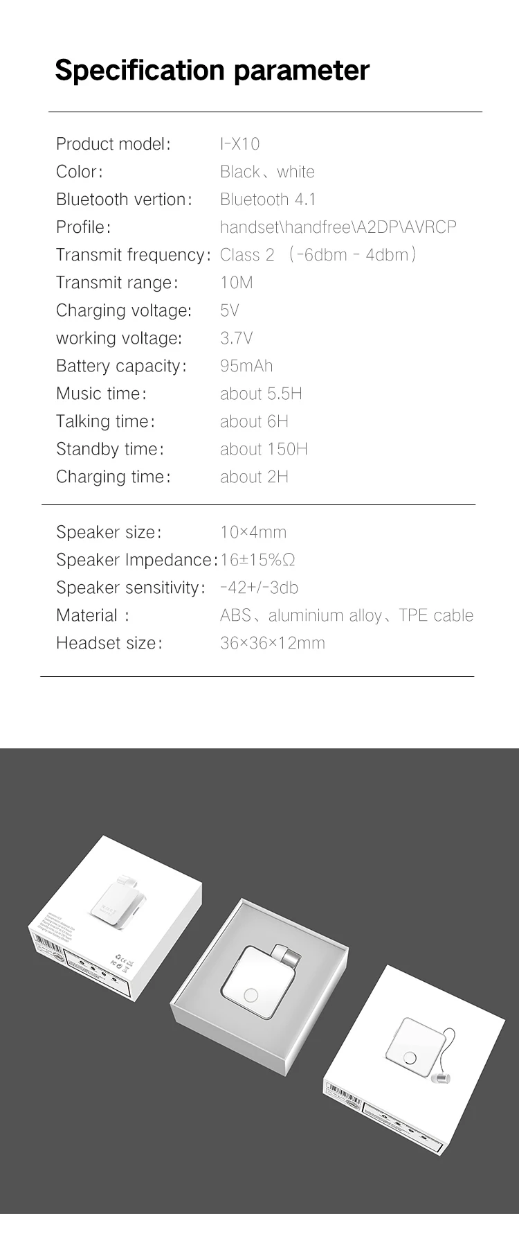 Fineblue F1 Bluetooth 5,0 зажим для наушников на кабель вытяжной наушник беспроводные музыкальные гарнитуры Вибрация оповещения Hands-free w/Mic