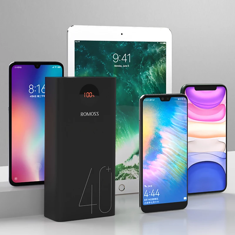 ROMOSS Zeus 40000mAh Power Bank 18W Повербанк PD QC 3 0 Двусторонняя Быстрая зарядка Powerbank Type-C