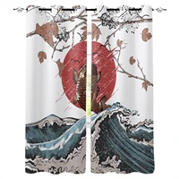 japanese style sea wave carp window curtains for living room bedroom kitchen modern curtains home decoration drapes blinds