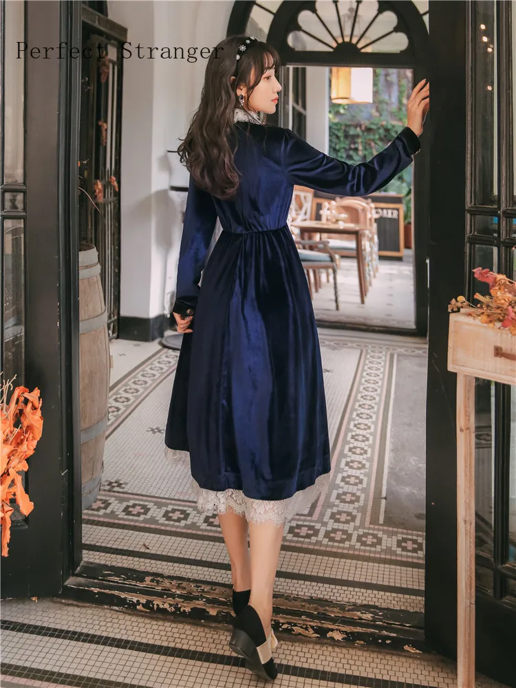 

2020 Autumn Winter New Arrival Hot Sale Turn Down Collar Long Sleeve Women Long Dress