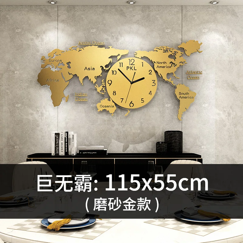 Large Luxury Wall Clock Modern Design Living Room Gold Silent Nordic Creative World Map Clocks 3d Watch Home Decoration Gift | Дом и сад