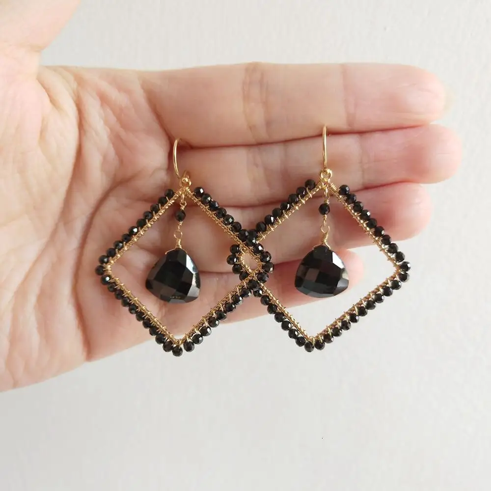 LiiJi уникальный из натуральной кожи Черный шпинель лунный камень гранат