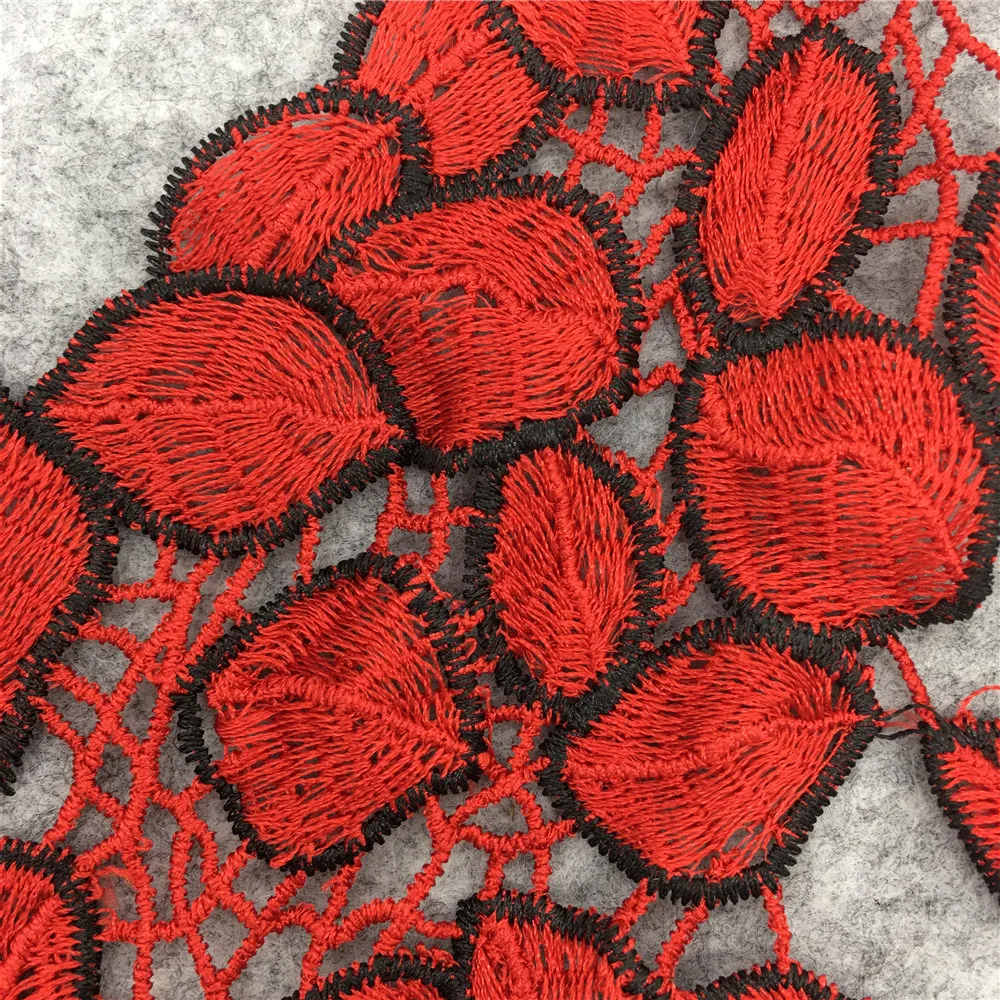 Красная кружевная ткань платье аппликация мотив блузка швейная отделка сделай