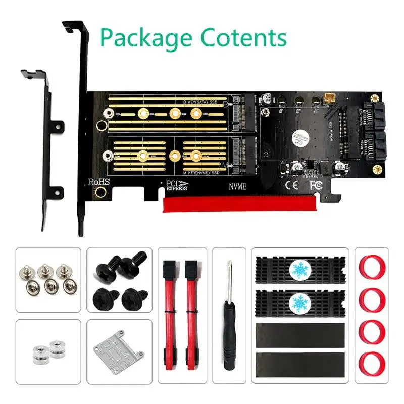 Переходник 3 в 1 mSATA M.2 PCIE NVMe SSD на PCI-E 0 4X SATA карта адаптера для M2 AHCI конвертер