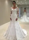 ANGELSBRIDEP свадебное платье с длинным рукавом Русалка халат Марие винтажная аппликация шлейф для придворного шлейфа Формальные Свадебные платья для невесты Лидер продаж