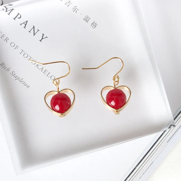Геометрическое Сердце красные висячие серьги букле D'oreille Femme 2019 Kolczyki Pendientes для