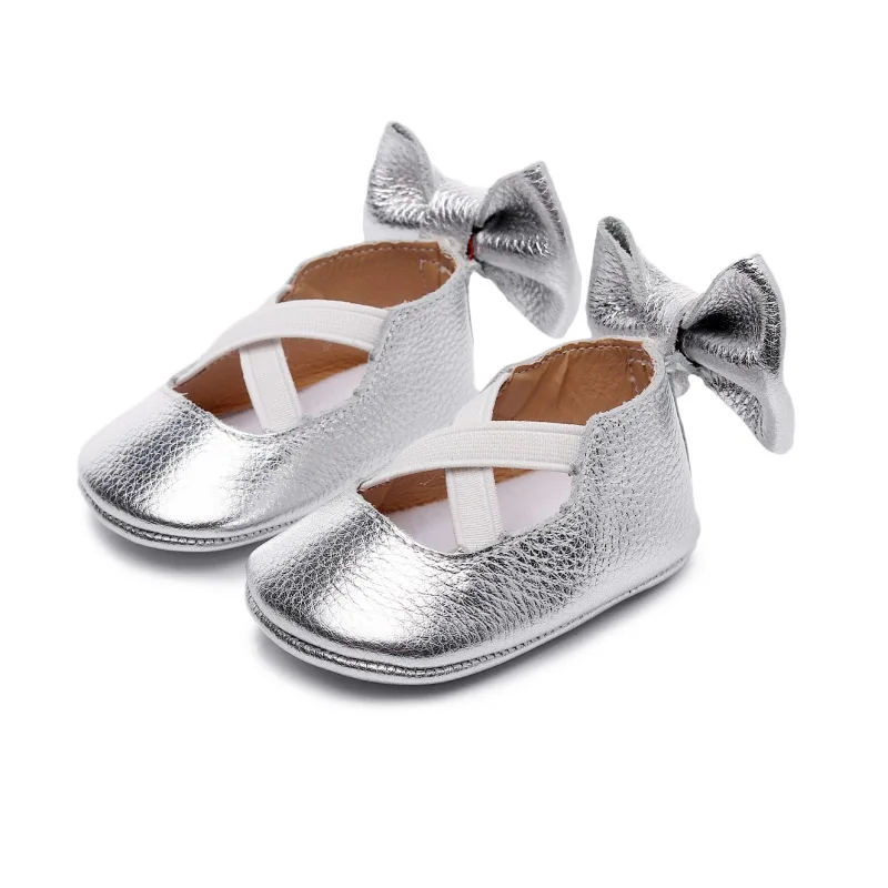

Baby Shoes Toddler Shoes Summer Baby Girl First Walkers Solid Soft Leather Elastic Band Anti-slip Bow Butterfly-knot
