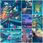 Алмазная живопись, японское аниме, пейзаж звездной ночи, мозаика, искусство, вышивка крестиком, картина, подарок для домашнего декора