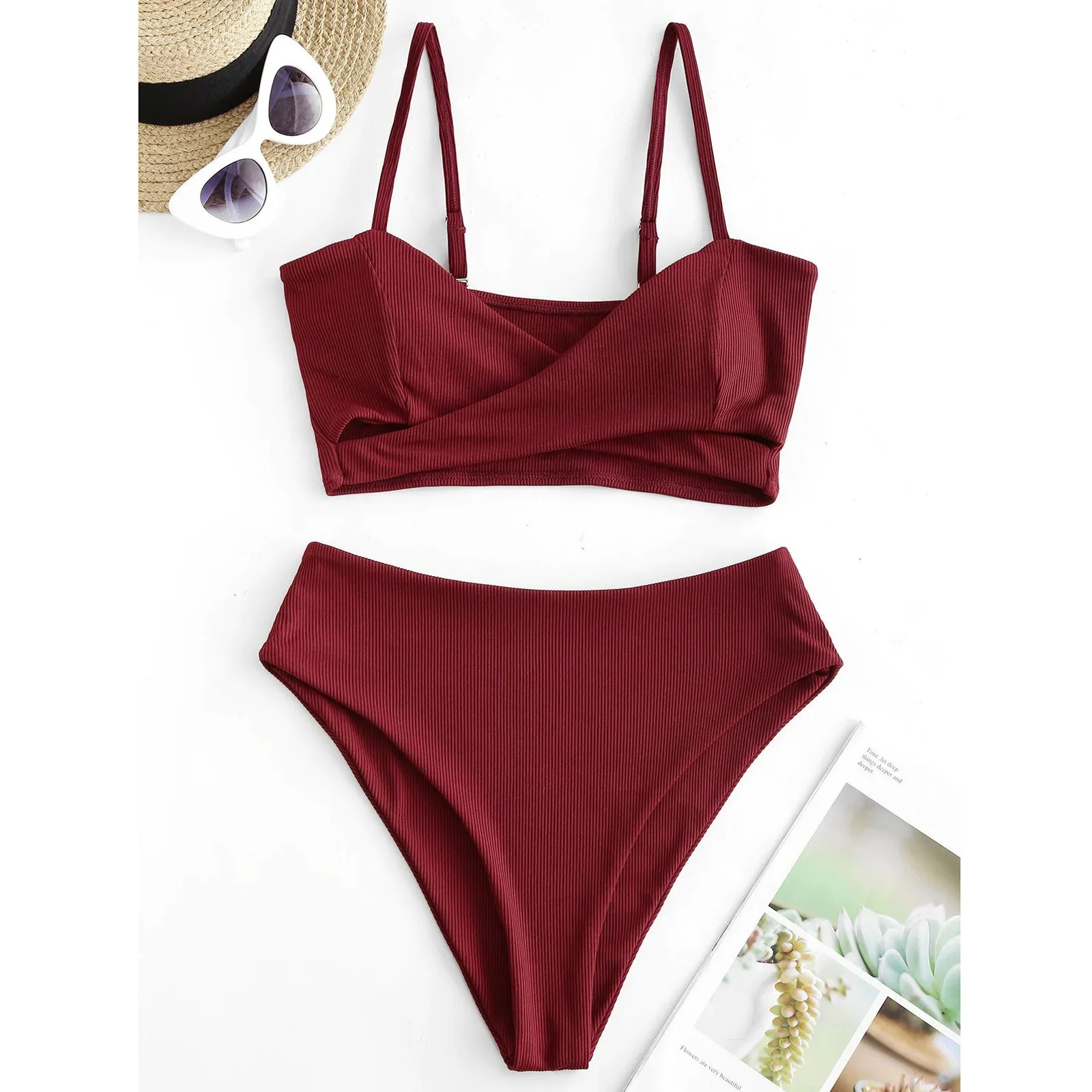 Bikini Set Swimsuit Women Sexy High Waist Bathing Suit Push Up Swimwear 2021 Fashion Cross Swim Cupshe New Brazil Thong Swimming