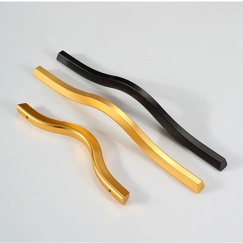 Золотистая/черная алюминиевая ручка для мебели шкафчик кухни спальни дверной