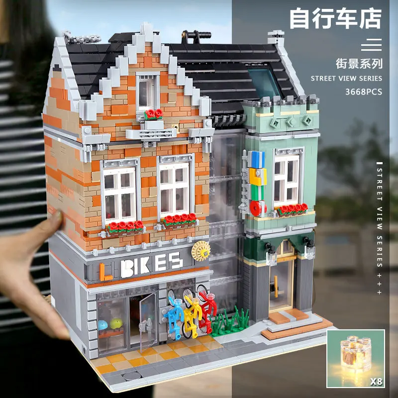 Креативные блоки MOC серии уличный вид для велосипеда 10004 детских образовательных