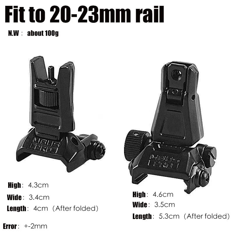 Tactical Airsoft Hunting MBUS Pro Adjustment Flip up Front Rear Folding Back GunSight AEG Gelball AirGun Paintball Accessory | Спорт и