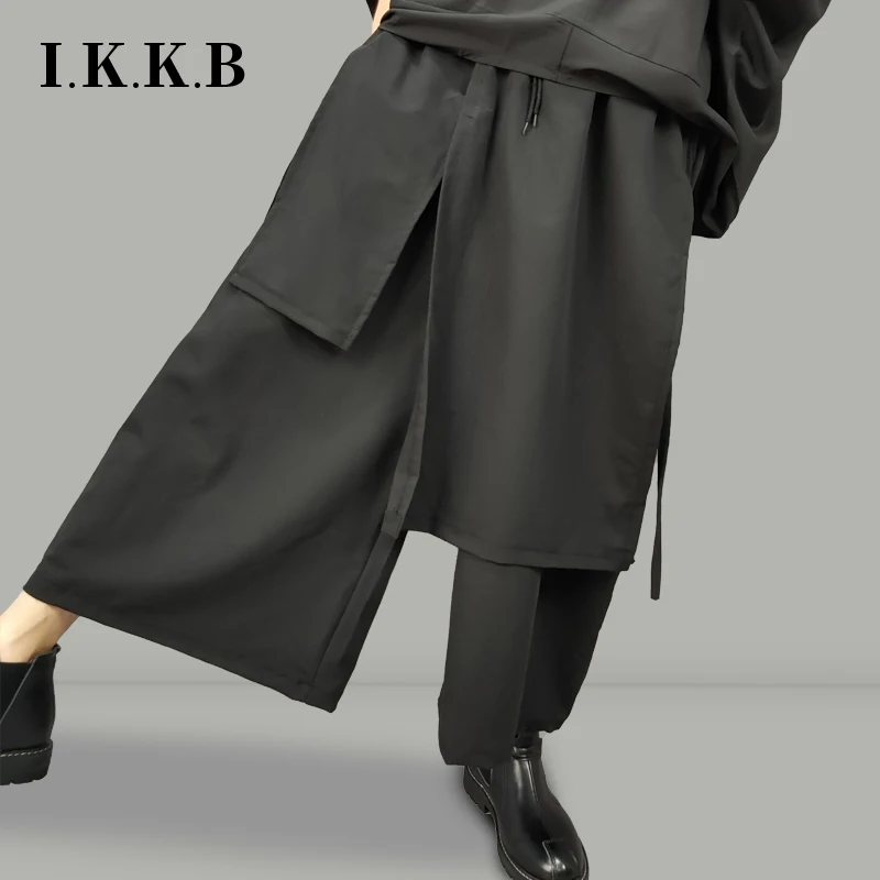 Мужские брюки-юбка, Мужская фальшивая юбка из двух частей, тонкие индивидуальные свободные мужские широкие укороченные брюки в стиле хип-хо... от AliExpress RU&CIS NEW