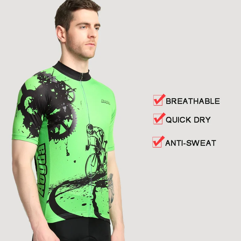 Aogda зеленая одежда для велоспорта летняя с коротким рукавом Мужская шоссейного