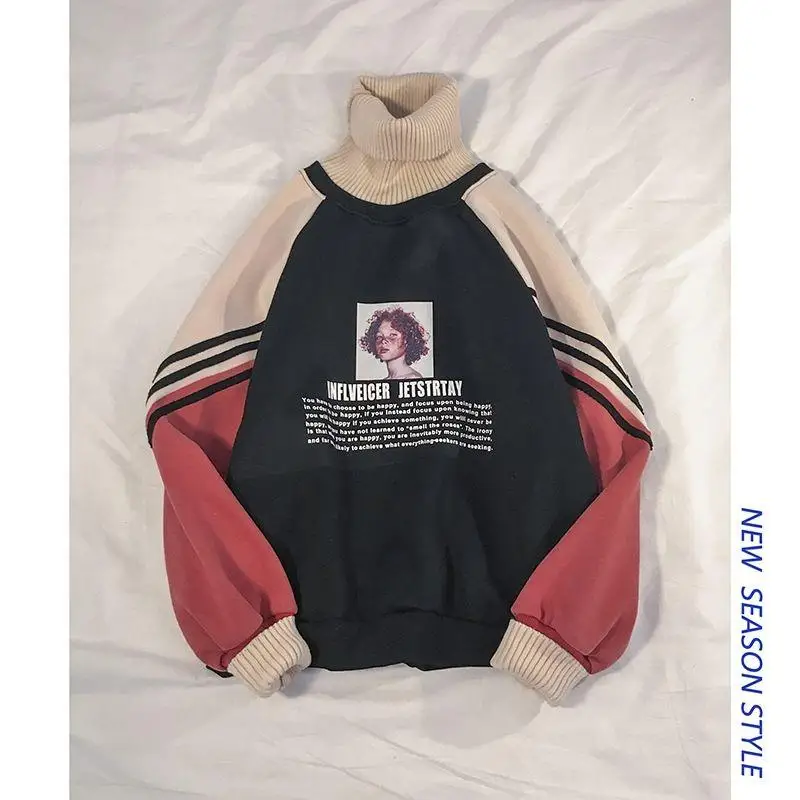 

2020 men's with plush and thickened Korean version loose fall winter high collar coat