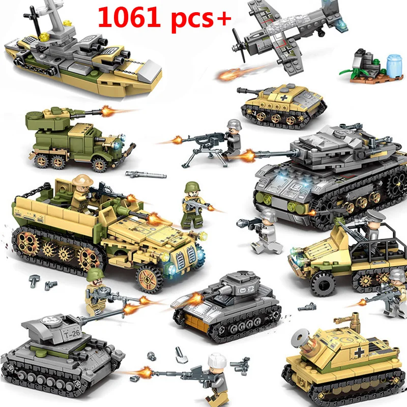 1061 шт совместимые военные танки мировая война 2 армейские фигурки набор
