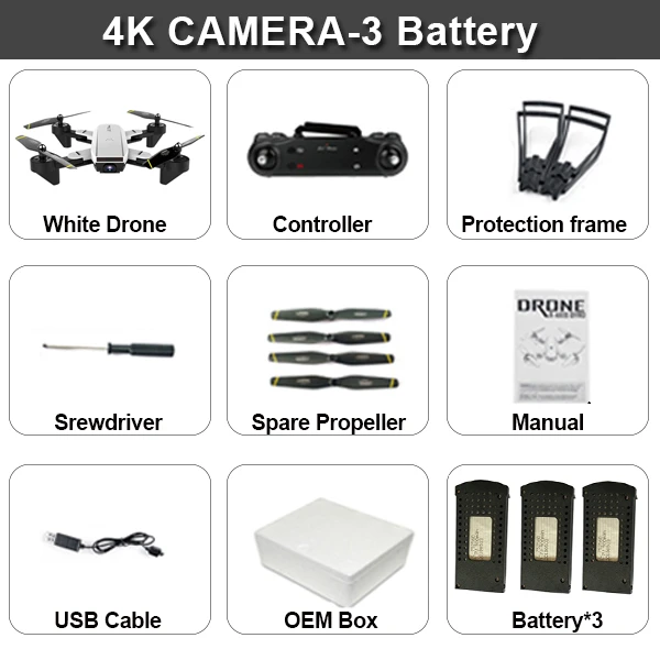 Дрон Sg700d 4k Дрон Hd Двойная камера Wifi передача Fpv оптический поток стабильная высота Квадрокоптер Rc вертолет Дрон камера Дрон - Цвет: 4K White 3B