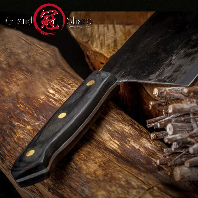 GRANDSHARP ручной Кованый шеф-поварский нож стальной кованый китайский Кливер