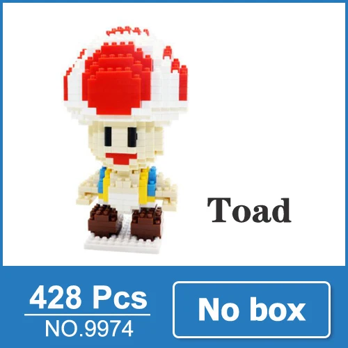Toad no box LOZ Mario Bros игрушечная фигурка модель Луиджи, Марио, Йоши строительные блоки японская игра аниматор игрушка для детей 9+ Подарочные игрушки - Цвет: Toad no box