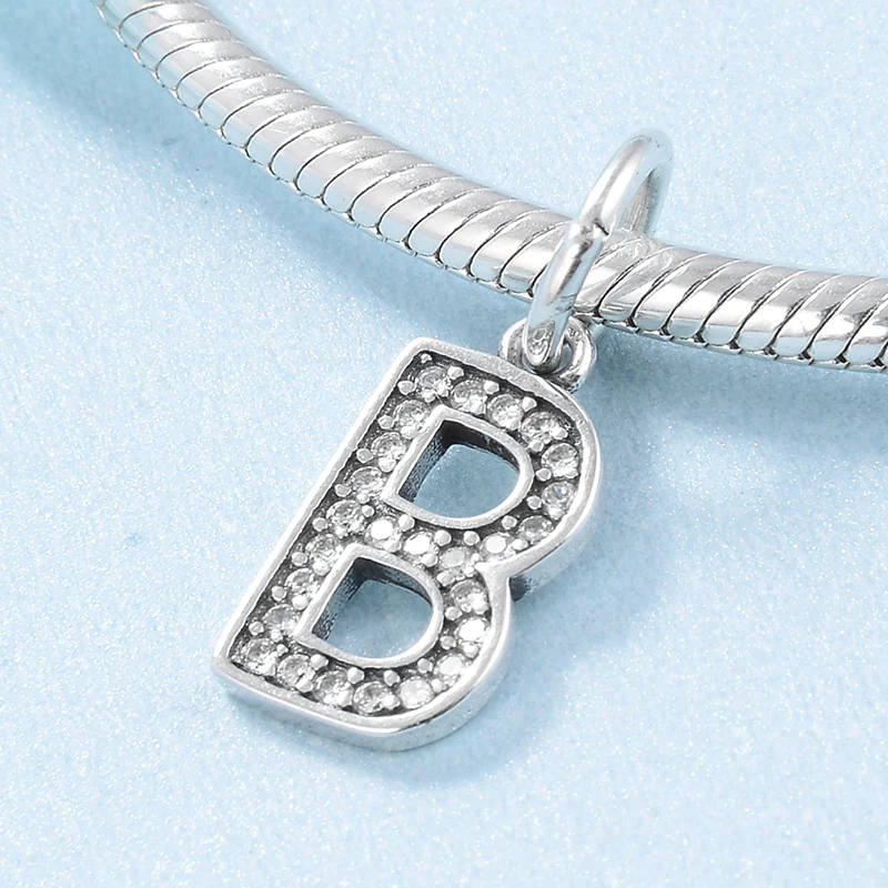 Новый 925 пробы серебряная буква из бисера от А до Z прозрачными камнями Подвески