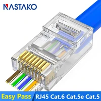 easy rj45 connector cat5 cat5e cat6 plugs network cable modular 8p8c connectors pass through ez jacks