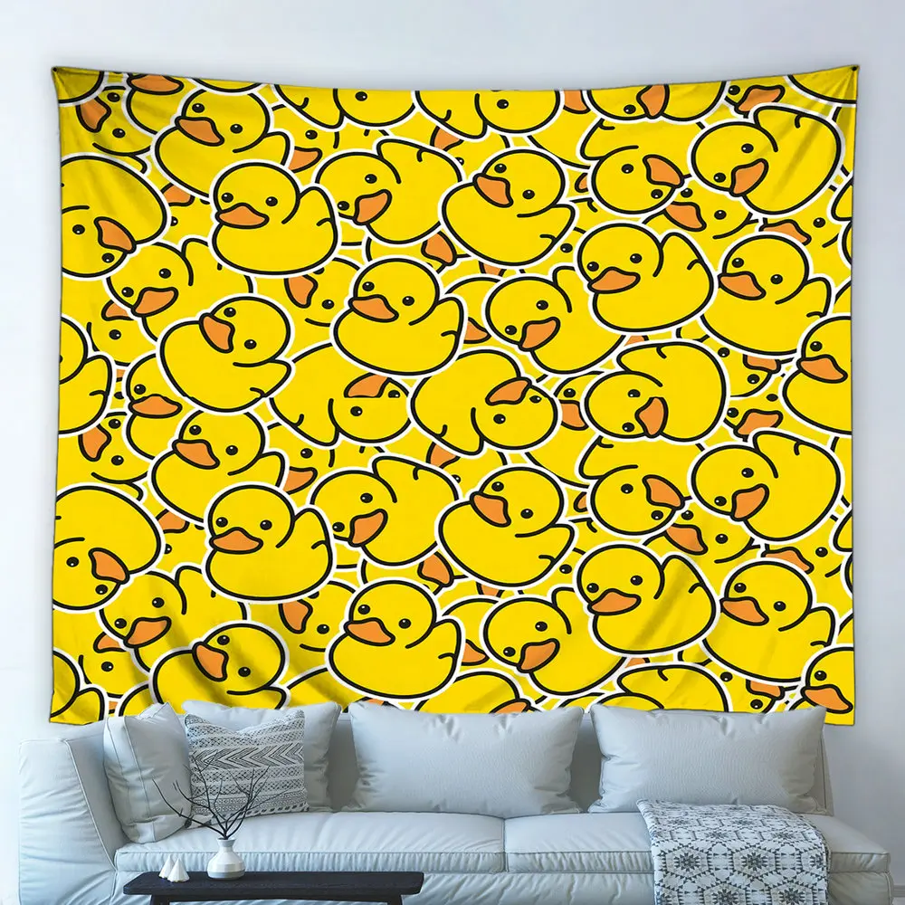 

Tapestry Cartoon Yellow Duck Seamless Rubber Isolated Animal Bathing Hippie Wall Hanging Child Bedroom Decor Blanket Tablecloth