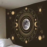 white black sun moon mandala starry sky tapestry wall hanging bohemian gypsy psychedelic tapiz witchcraft astrology tapestry