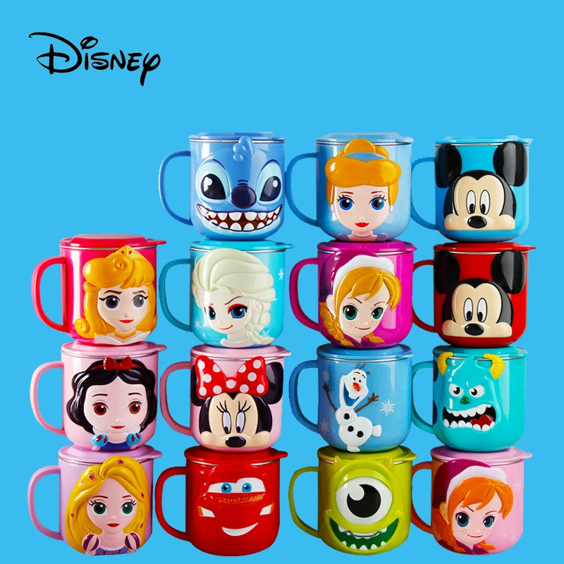 

Disney Princess Mickey Mouse Cups Frozen Elsa Anna Milk Cup 3D Cartoon Stitch Minnie 316 Stainless Steel Cup Kids Sippy Cup Gift