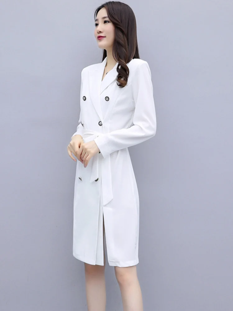 Тренч женский двубортный модный теплый приталенный дизайнерский длинный плащ в