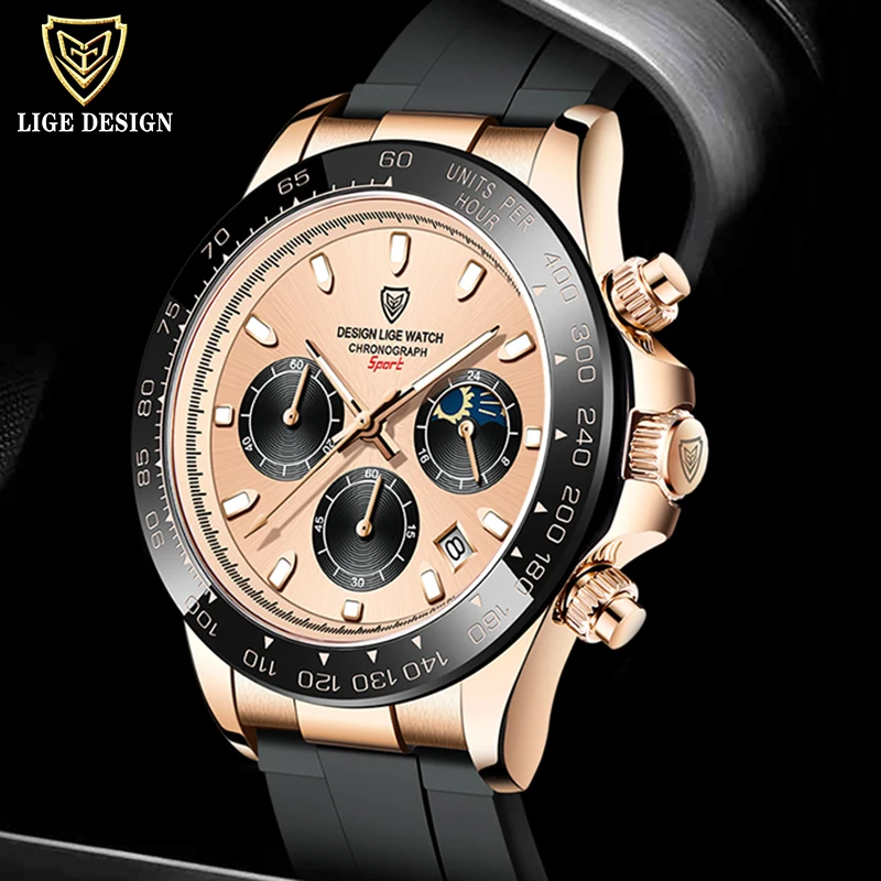 

Часы Reloj Hombre LIGE мужские наручные кварцевые, Брендовые спортивные многофункциональные аналоговые, с большим циферблатом, водонепроницаемос...