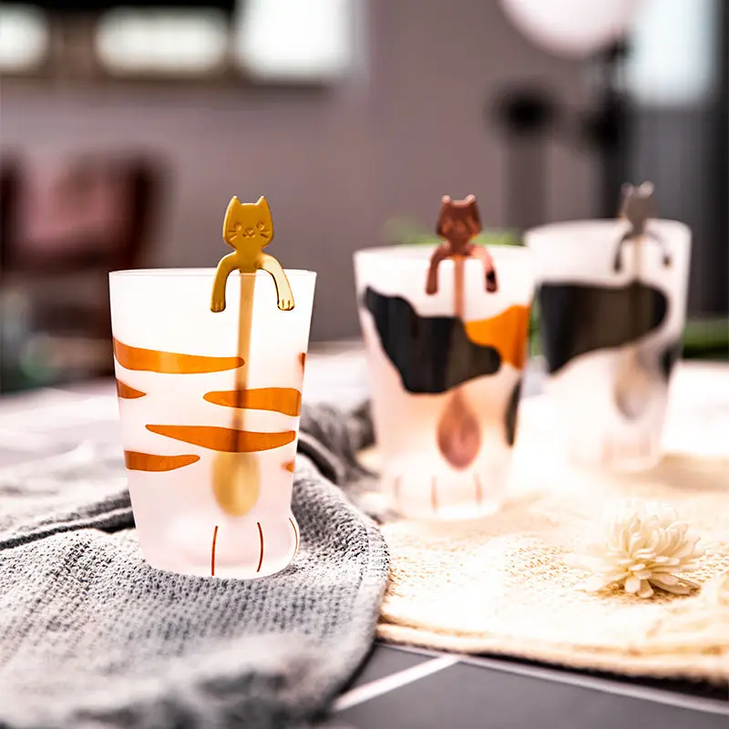 

Star Models Couple's Cat Paw Glass Bottle Cute Holiday Gift Juice Coffee Mark Milk Glass Cat Goblet KEDICAT