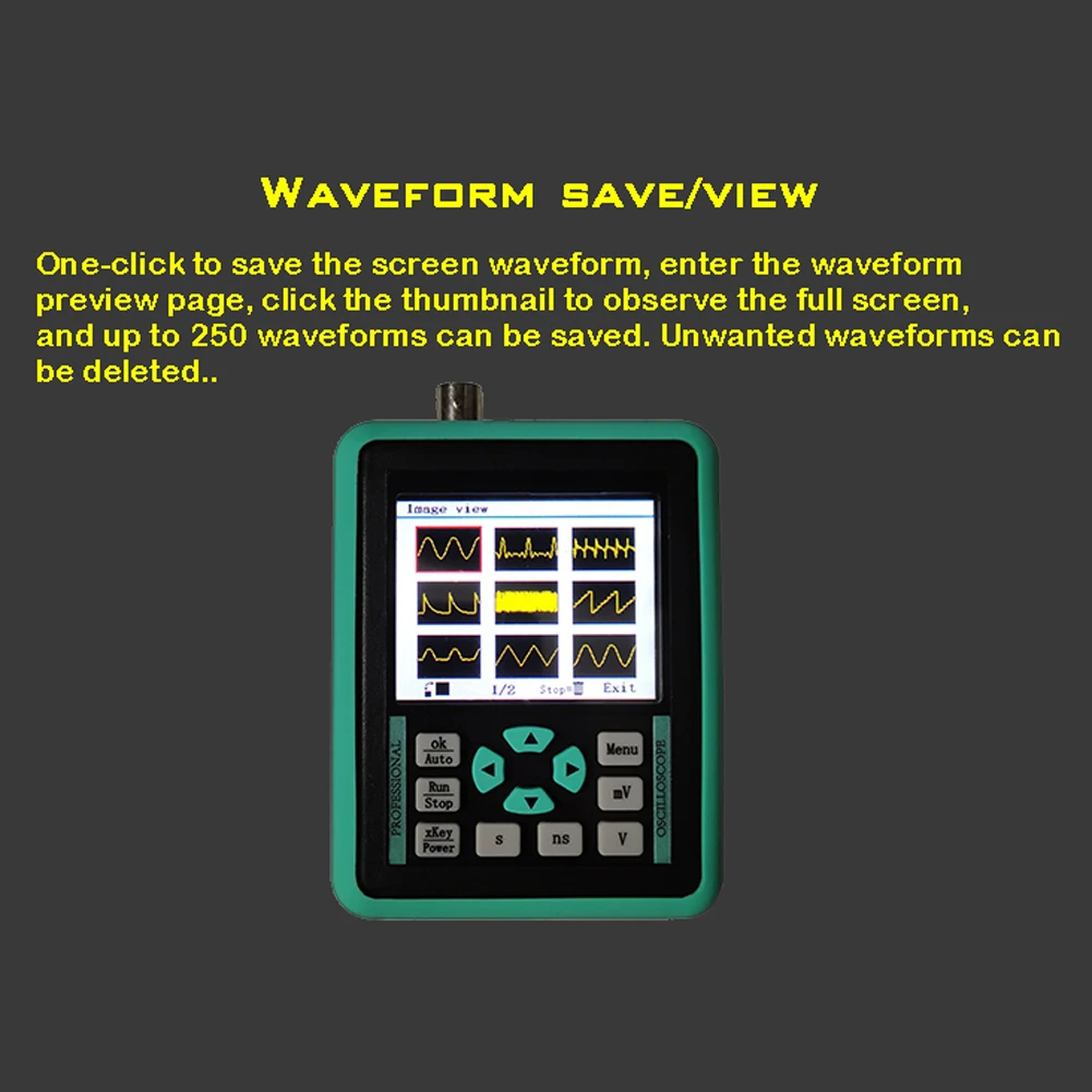 

DSO1511G Oscilloscope with 2.4 Inches Color Screen 120M Bandwidth 500M Sampling Rate for Maintenance and DIY Electronic Test
