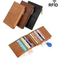 rfid 16 card slots genuine leather women card holder vintage business id card credit card holder case slot mens slim card purse