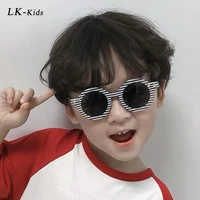 longkeeper trendy kids sunglasses boys girls round diamond stripe frame sun glasses children uv400 eyewears shades okulary