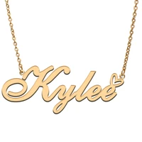 love heart kylee name necklace for women stainless steel gold silver nameplate pendant femme mother child girls gift