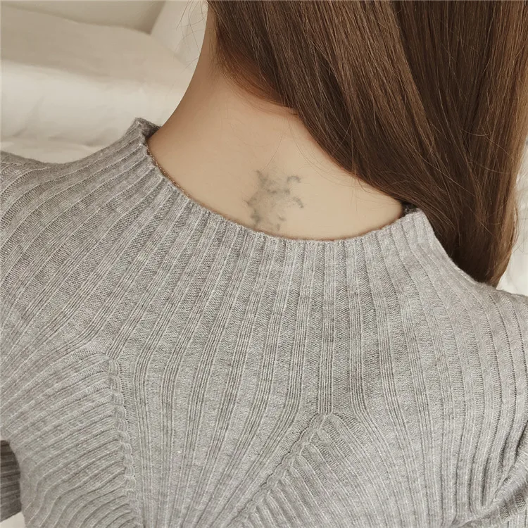 

Women knitted cotton 2019 Women Sweater Autumn and Winter New Slim was thin Turtleneck Sweater Pullover Warm Soft Full Sleeve