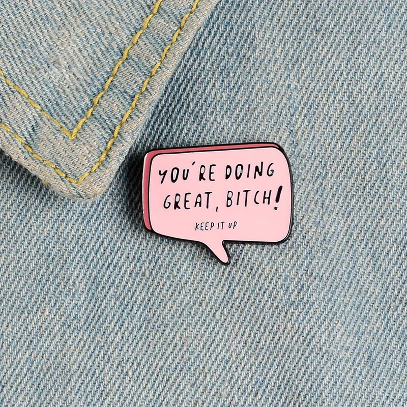 Cartoon Fun Pink Dialog Alphabet Chat Record Enamel Brooch Alloy Badge Denim Clothes Bag Pins Cute Punk Jewelry Gifts For Kid