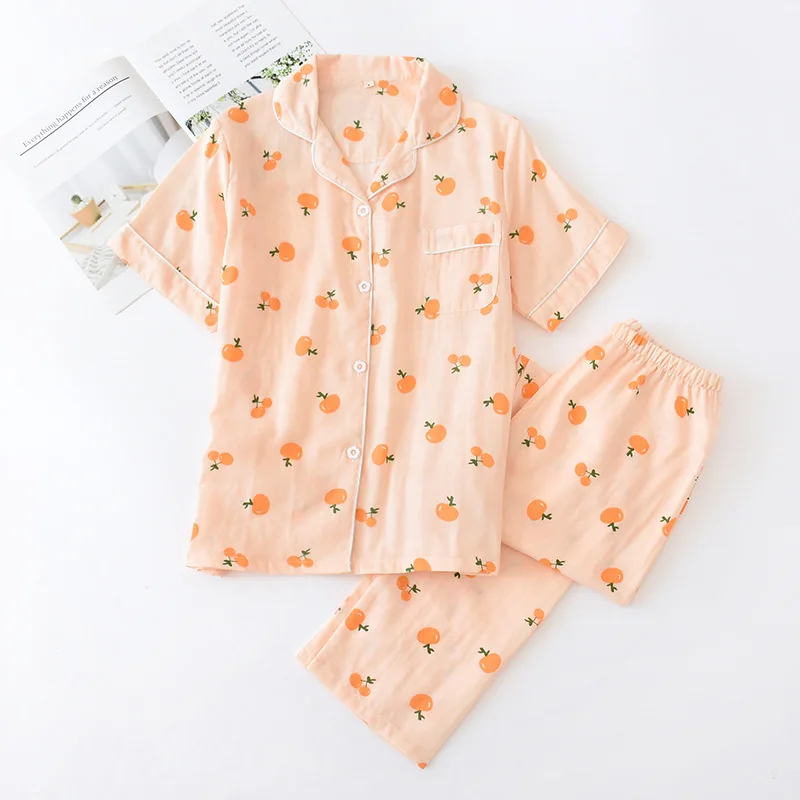 

Strawberry Pajama Sets Women Cotton Soft Nightwear Summer 2021 Lady Sleepwear Spring Female pijamas Casual Pyjamas Suits New
