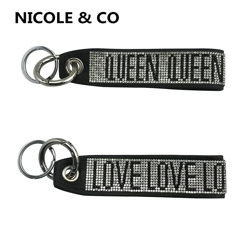 

NICOLE & CO 2021 New Women LOVE QUEEN Exquisite Keychain Girl Fashion bagchain Cute Key Ring Wallet Accessories Purse Decoration