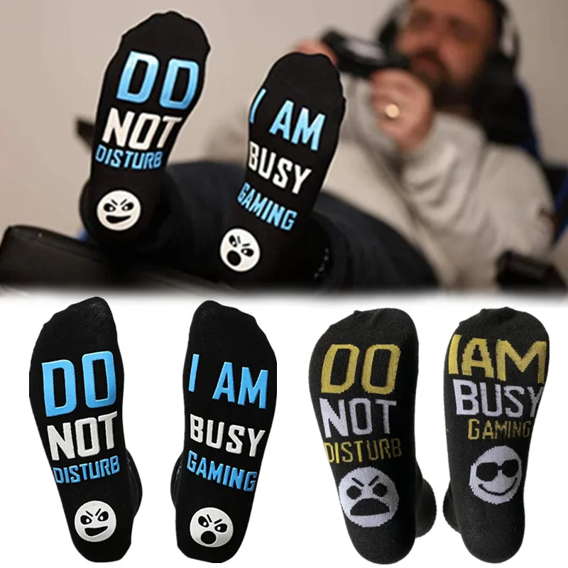 

Funny Unisex Home Gift Do Not Disturb I Am Busy Gaming Gaming Letter Non-slip Ankle Sock Funny Gift Compression Socks