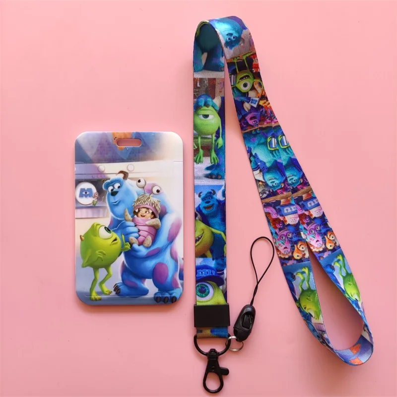 disney monsters university card case lanyard id badge holder bus pass case cover slip bank credit card holder strap card free global shipping