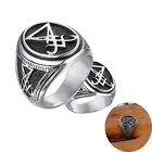 Кольцо Lucifer сатана из нержавеющей стали для байкеров, кольцо в стиле панк, готическое оккультное кольцо с уплотнением, ювелирные изделия в стиле унисекс, подарочные аксессуары