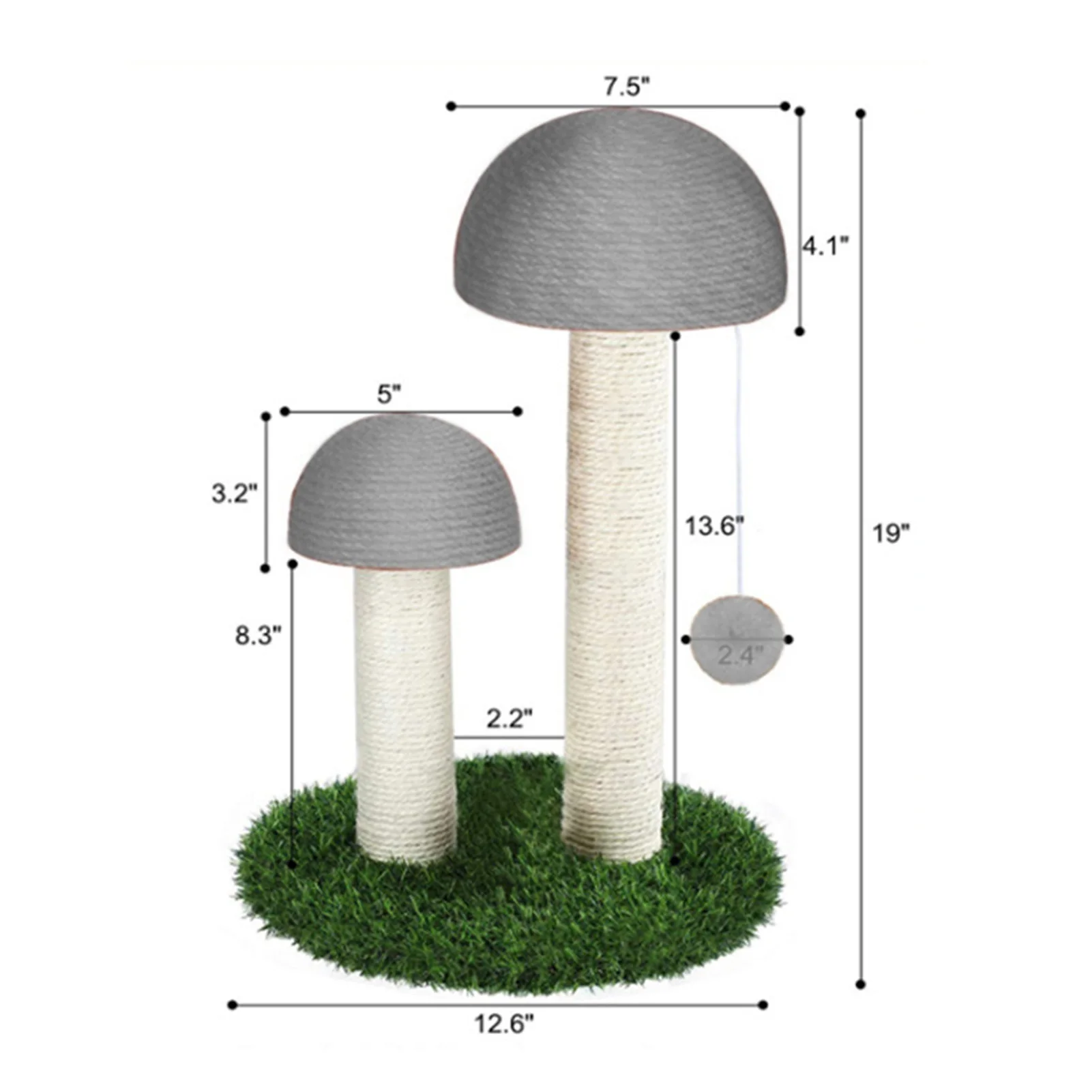 

Natural Sisal Cat Climbing Stand Mushroom Pet Cat Scratching Post Toy Tree Tower Column Simulation Lawn Base